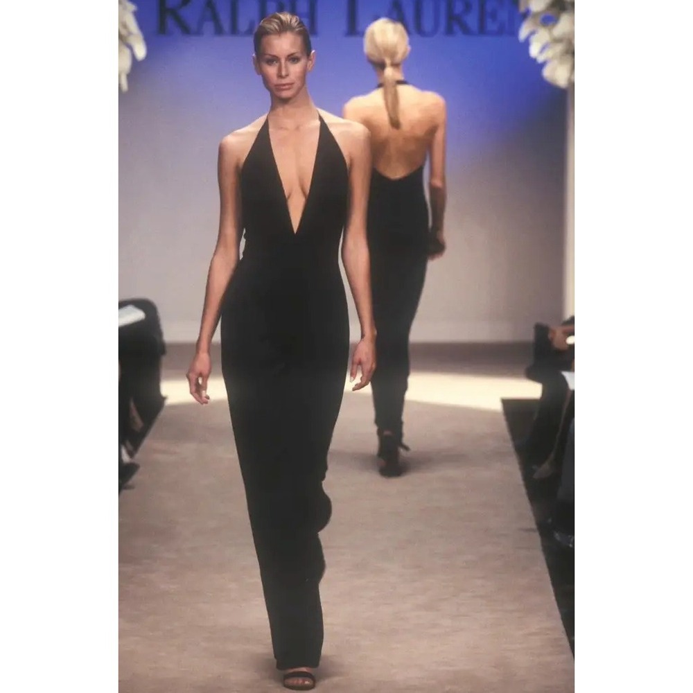 Ralph Lauren Collection 1996 Runway Silk Backless Jumpsuit Womens 8 Union Luxury